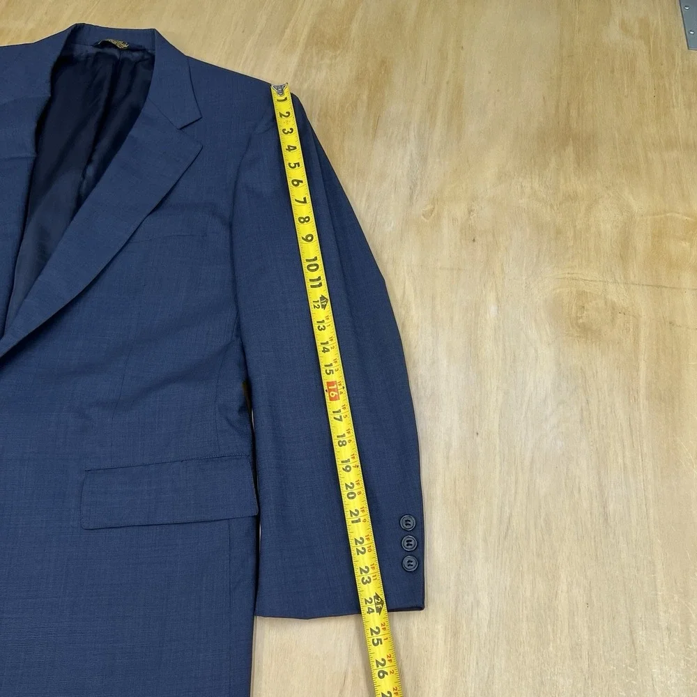 Vintage Brooks Brothers Suit‎ Mens 43R Wool Cuffed Pleated Pants 34x29 Navy